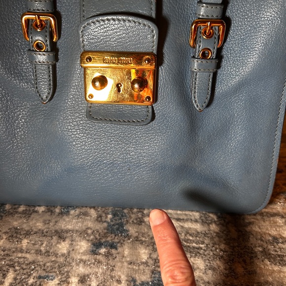 064. Miu Miu two tone Madras Leather Tote/project bag - Picture 9 of 16